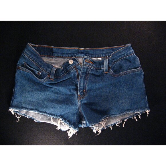 LEVIS Womens CUTOFF JEAN SHORTS W 31 Blue Denim Zipper-fly - Picture 1 of 9